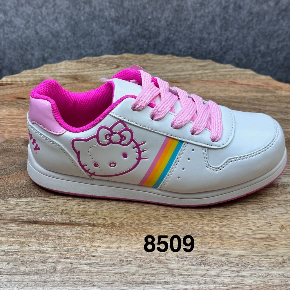 Hello Kitty Sneakers Kids Size 3 White Pink New Rainbow Sanrio Low Top Shoes